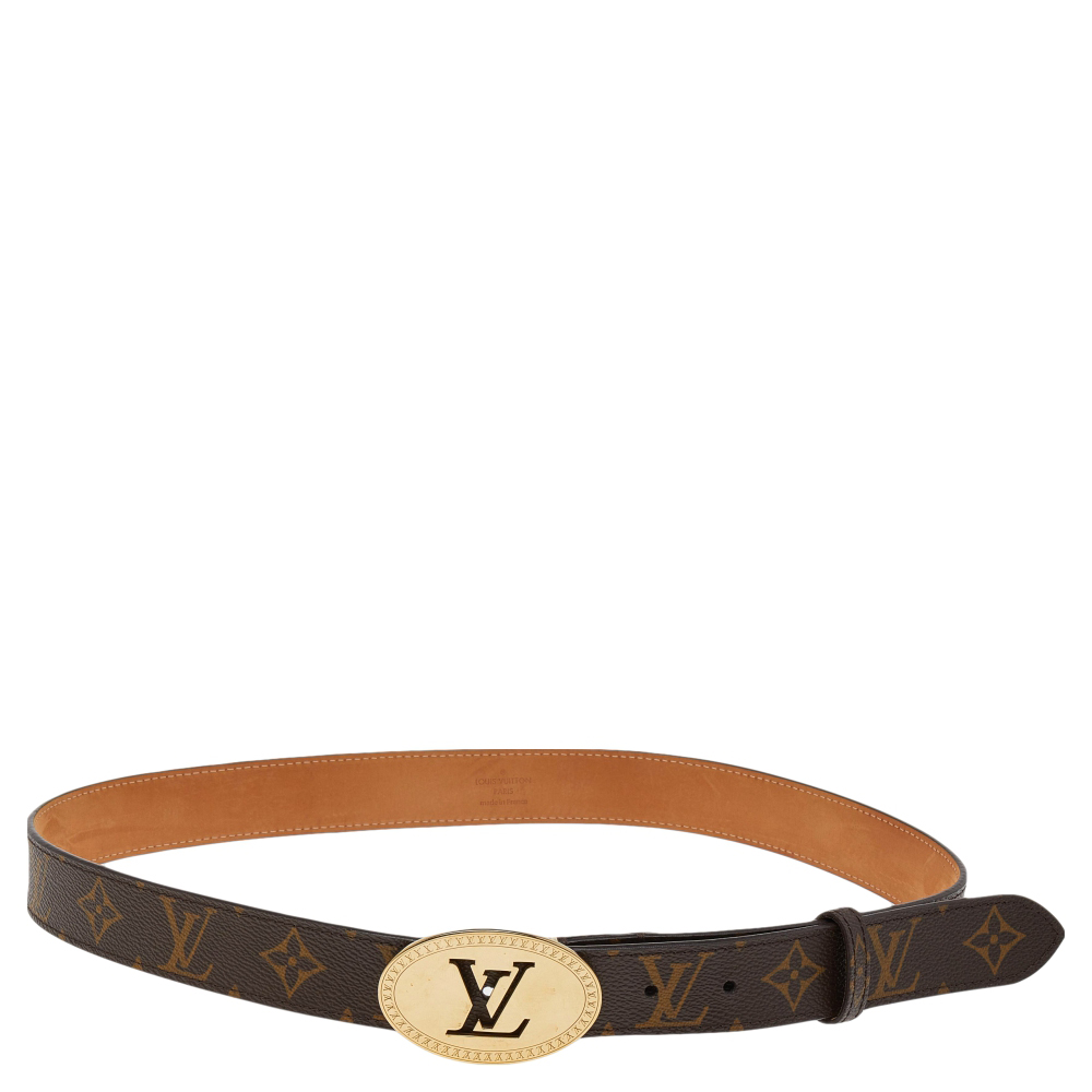 Pre-owned Louis Vuitton Canvas Cut Ovale Belt In Brown ModeSens