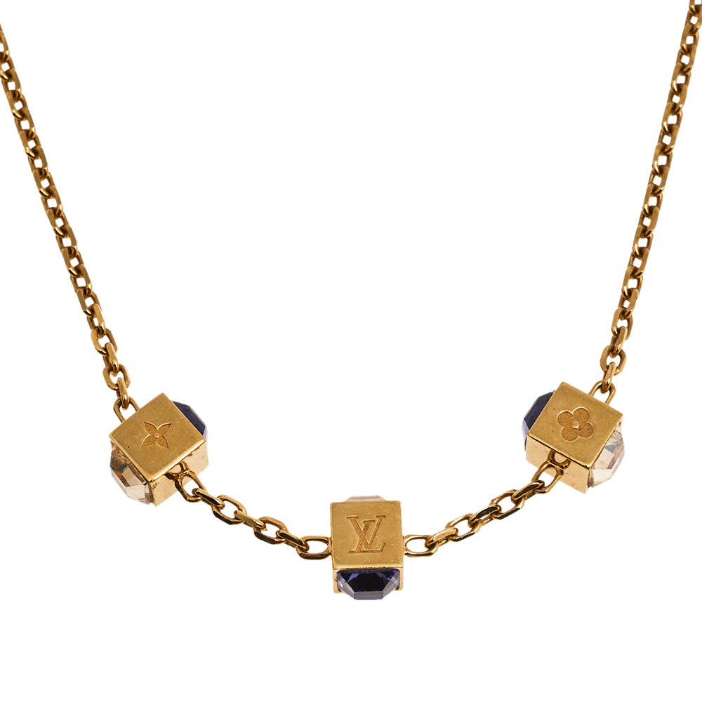 

Louis Vuitton Gamble Crystal Gold Tone Necklace