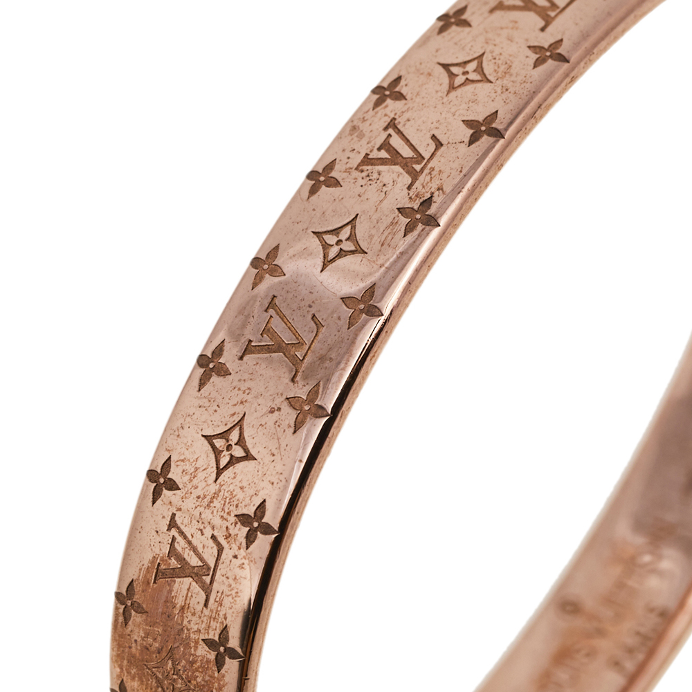 

Louis Vuitton Nanogram Rose Gold Tone Cuff Bracelet, Pink
