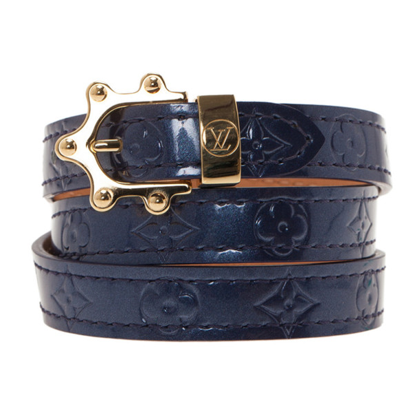 Louis Vuitton Blue Vernis Monogram Triple Tour Wrap Bracelet M