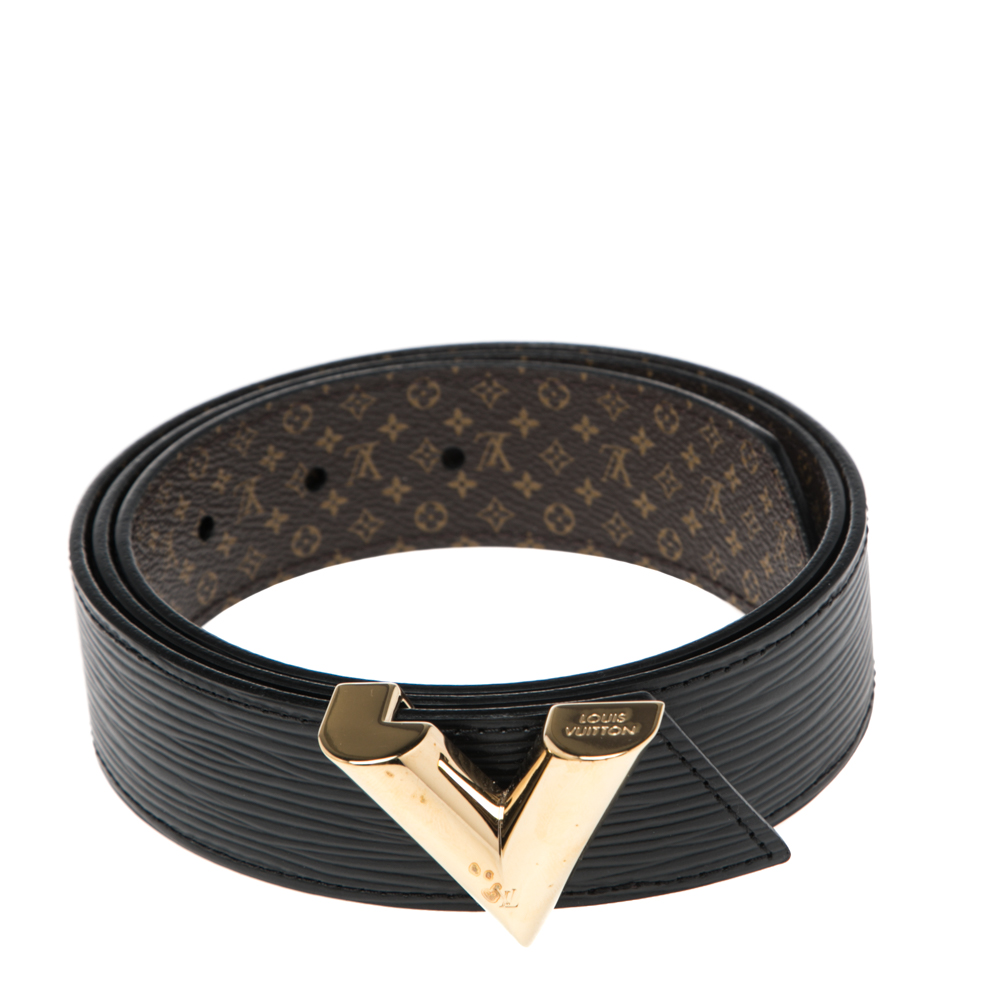 

Louis Vuitton Black Epi Leather and Micro Monogram Essential V Reversible Belt