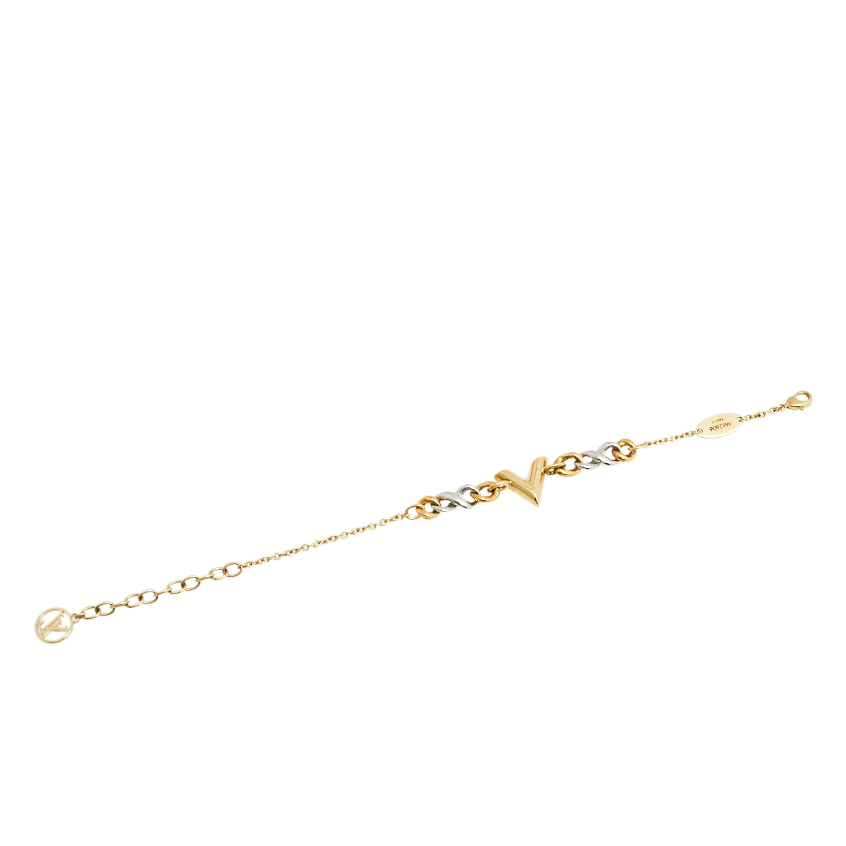

Louis Vuitton Essential V Gold & Silver Tone Logo Charm Bracelet