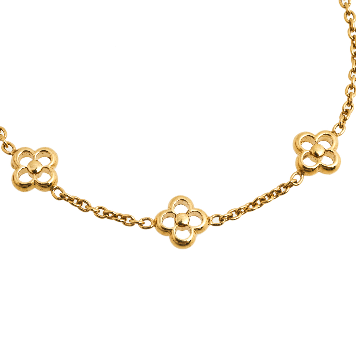 

Louis Vuitton Flower Full Gold Tone Station Bracelet