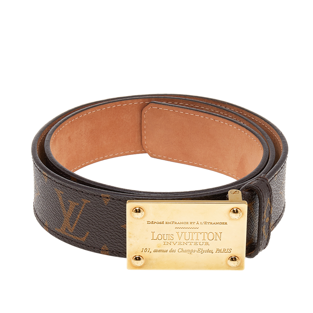 

Louis Vuitton Monogram Canvas Buckle Belt, Brown