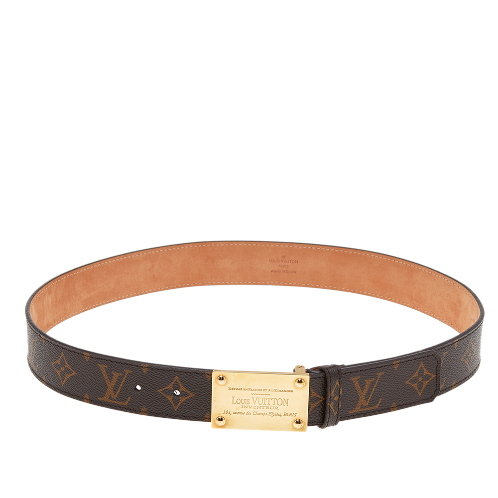 Pre-owned Vuitton Monogram Canvas Buckle Belt 85cm In Brown | ModeSens