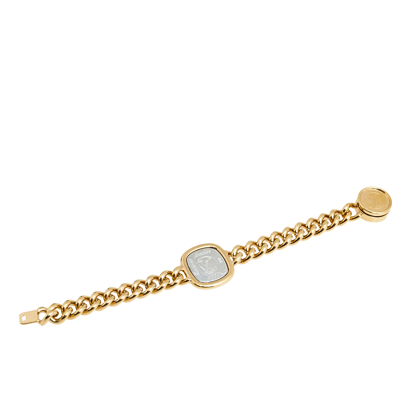 

Louis Vuitton Gold Tone Logo ID Chainlink Bracelet