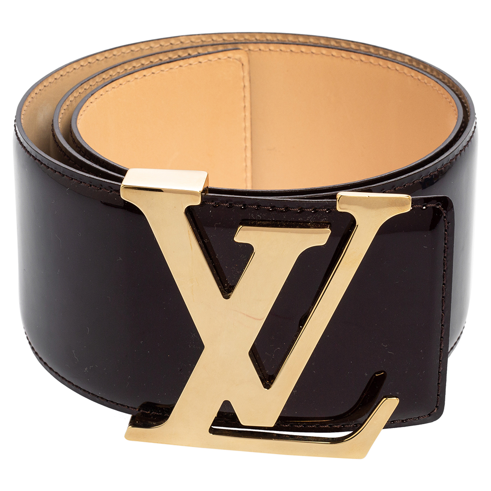 

Louis Vuitton Amarante Vernis LV Initiales Wide Belt, Burgundy