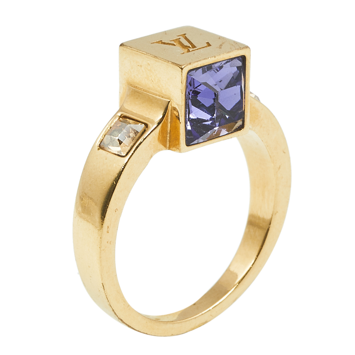 

Louis Vuitton Gamble Crystal Gold Tone Ring