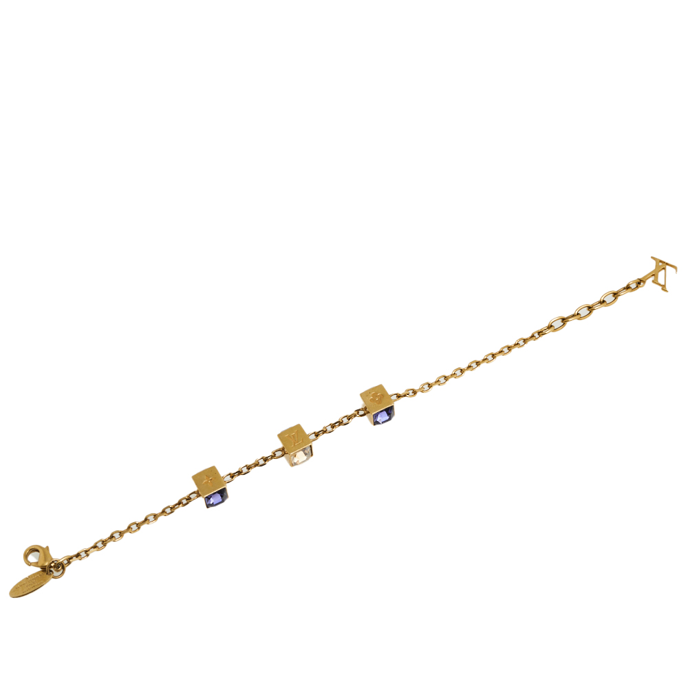 

Louis Vuitton Gold Tone Crystal Gamble Bracelet