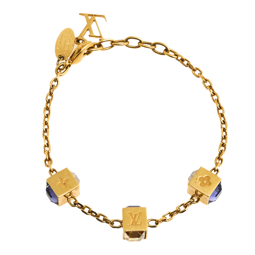 Louis Vuitton Gold Tone Crystal Gamble Bracelet Louis Vuitton | TLC