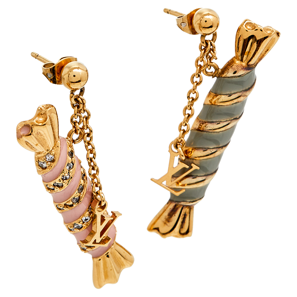 

Louis Vuitton Gold Tone Enamel Candy Drop Earrings