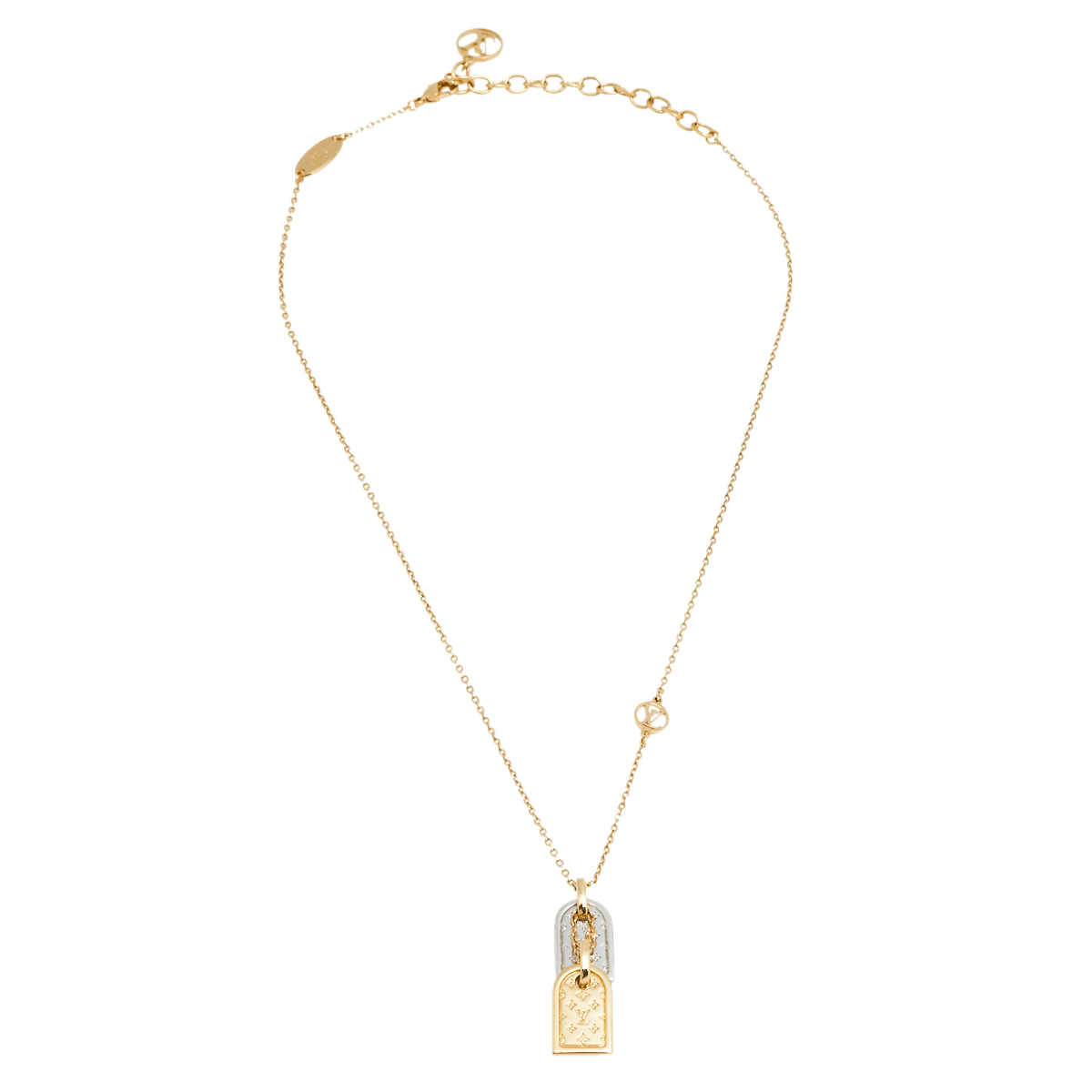 

Louis Vuitton Two Tone Nanogram Necklace, Gold