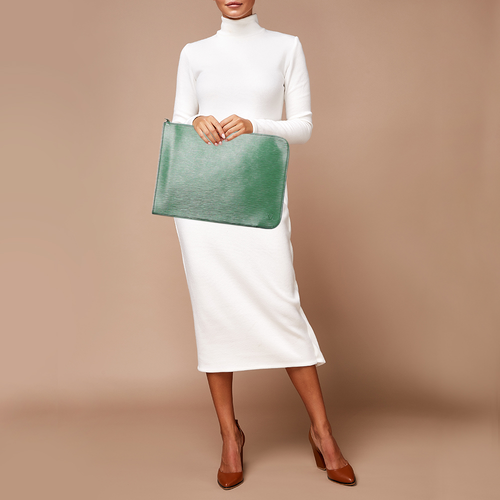 

Louis Vuitton Borneo Green Epi Leather Poche Documents Portfolio Case