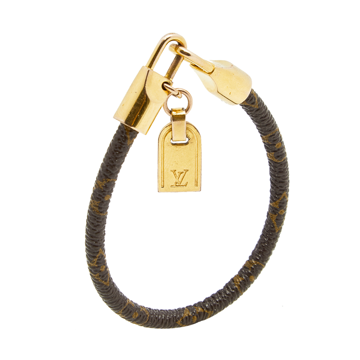 

Louis Vuitton Monogram Luck It Canvas and Gold Plated Metal Charm Bracelet