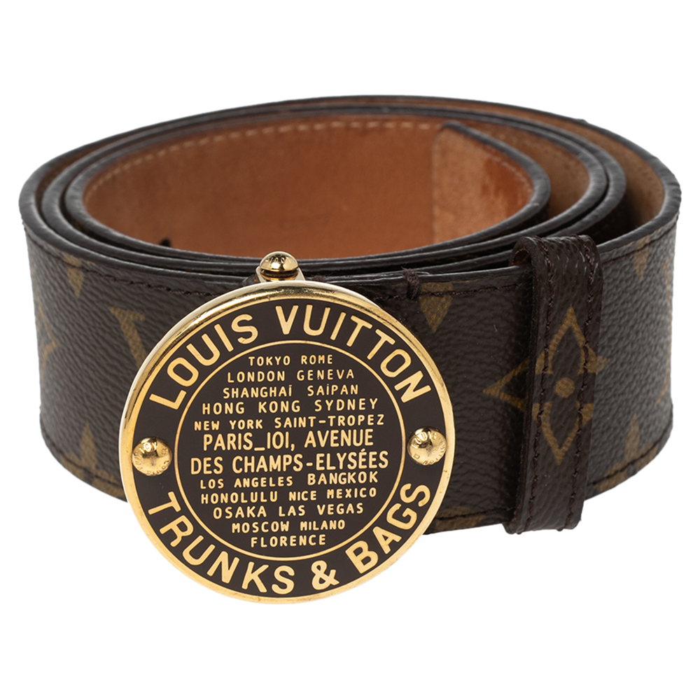 

Louis Vuitton Monogram Canvas Trunks and Bags Round Buckle Belt, Brown
