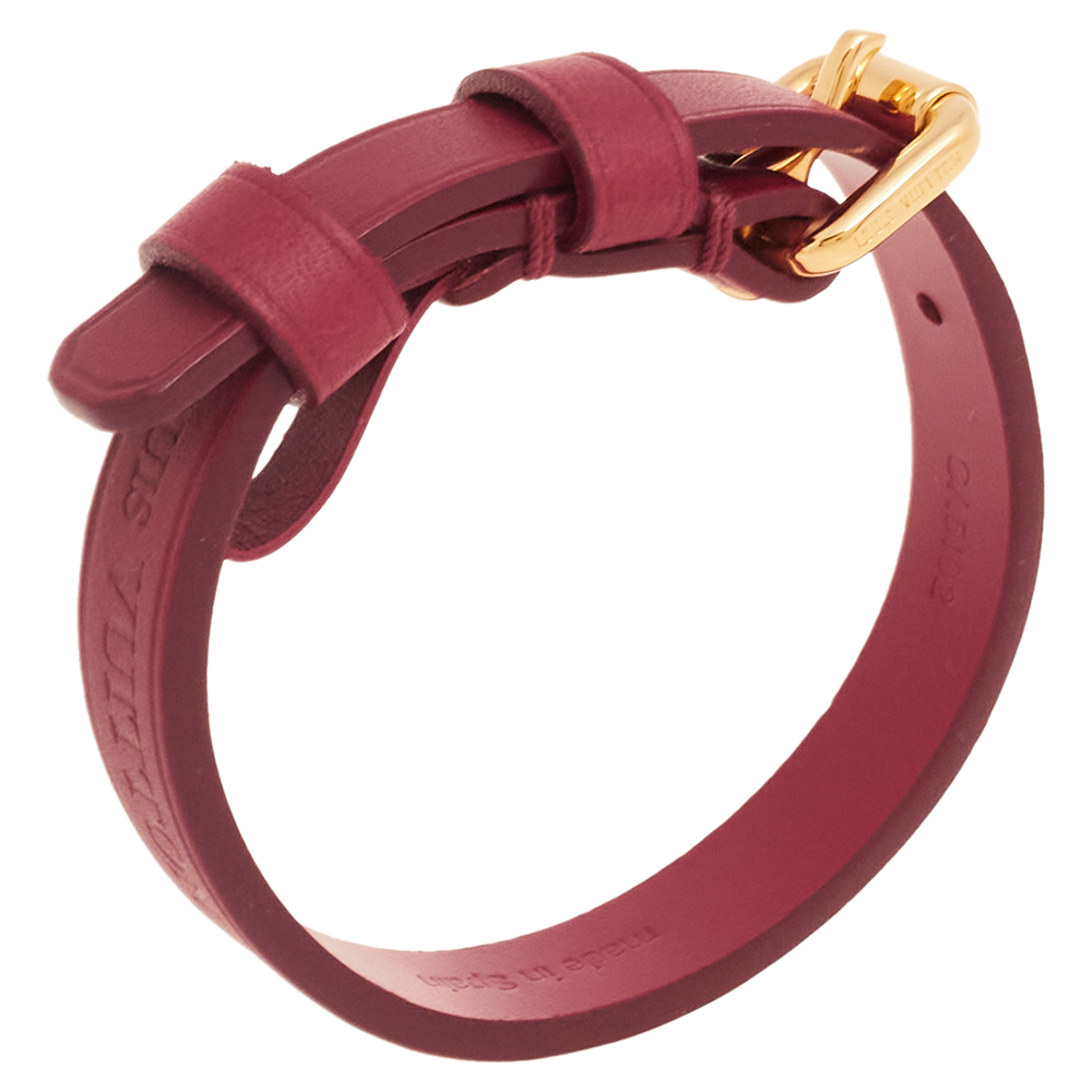 

Louis Vuitton Burgundy Leather Maison Fondée en 1854 Wrap Bracelet 17