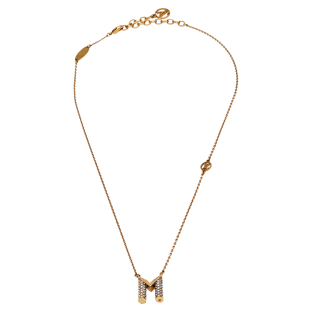 

Louis Vuitton Gold Tone LV & Me Letter  Pendant Necklace