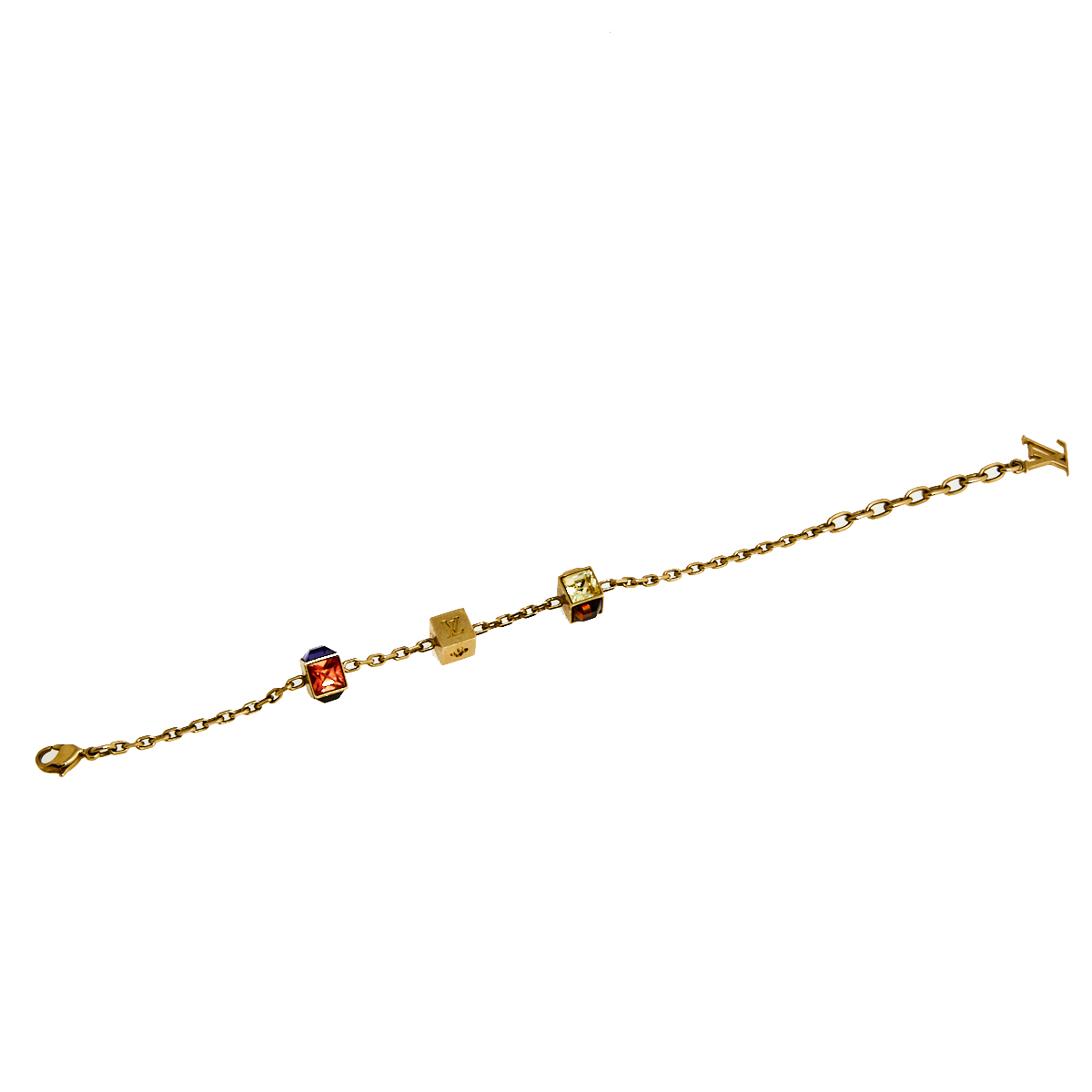 

Louis Vuitton Monogram Gamble Dice Crystal Gold Tone Bracelet