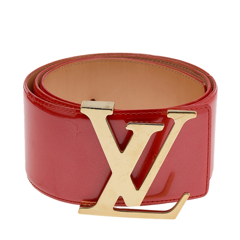 

Louis Vuitton Orange Patent Leather LV Initiales Wide Waist Belt