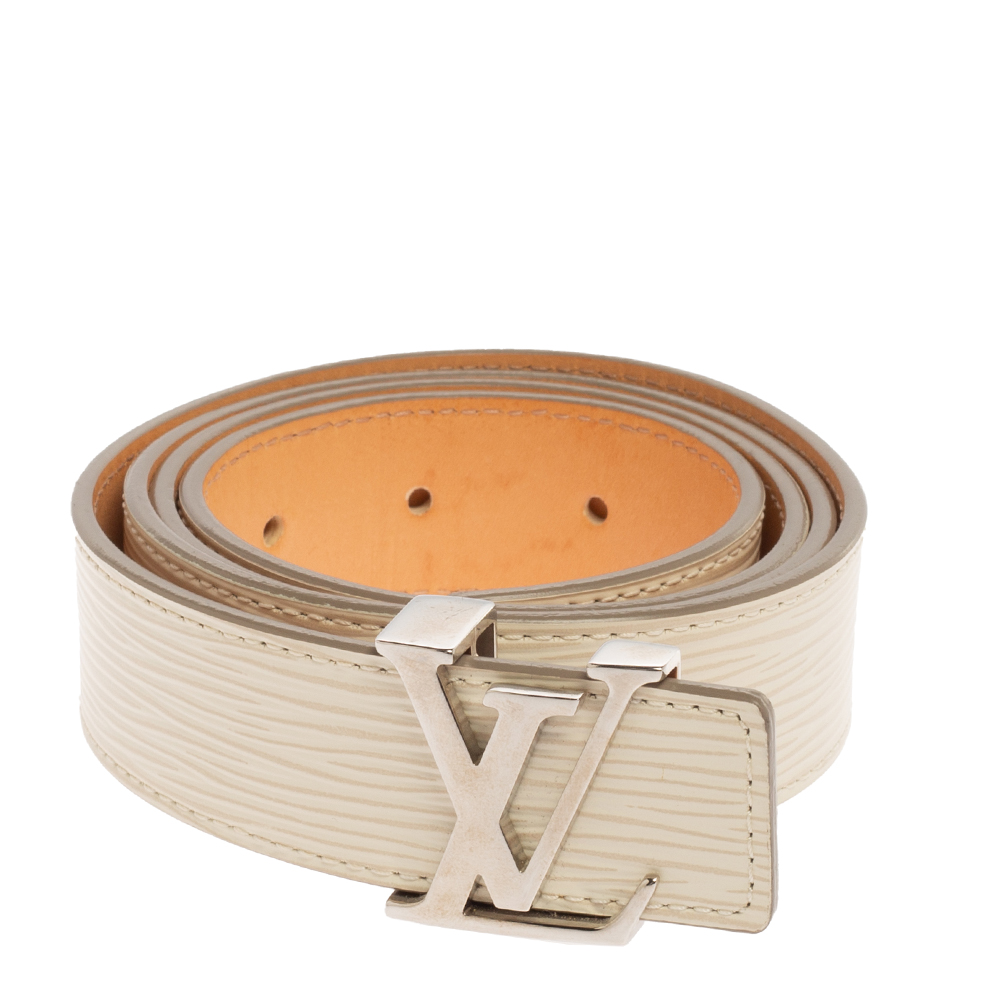 

Louis Vuitton Ivorie Epi Leather LV Initiales Belt, White