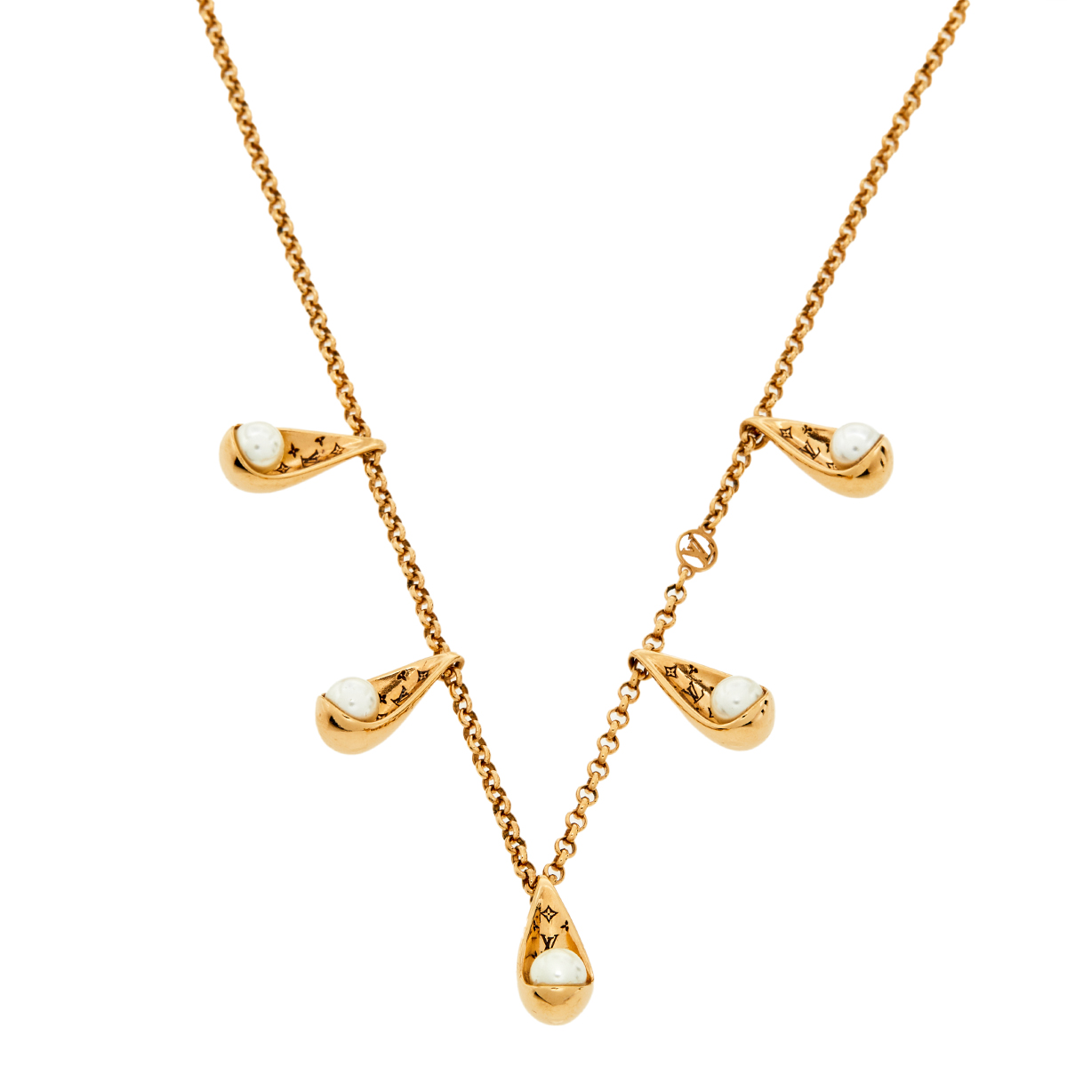 

Louis Vuitton Pearlygram Gold Tone Pendant Necklace