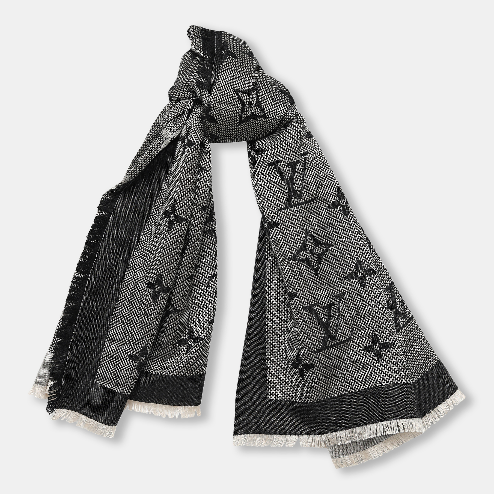 

Louis Vuitton Black & Beige Monogram Wool & Silk Shawl