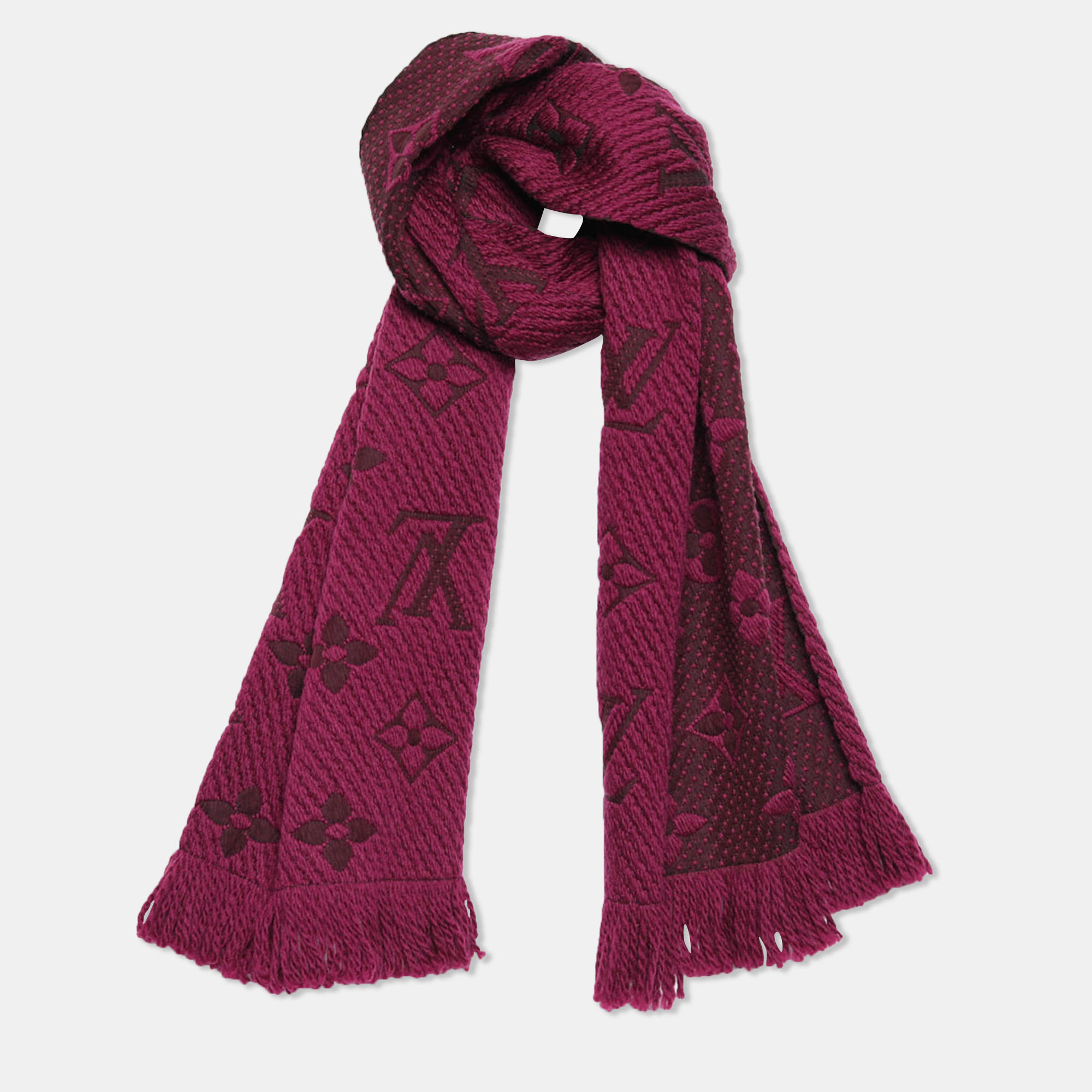 

Louis Vuitton Purple Logomania Silk Wool Scarf
