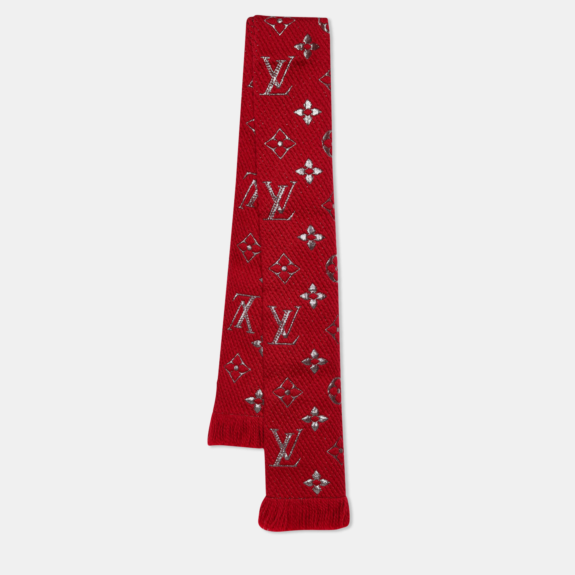 Pre-owned Louis Vuitton Red Wool Logomania Scarf, ModeSens