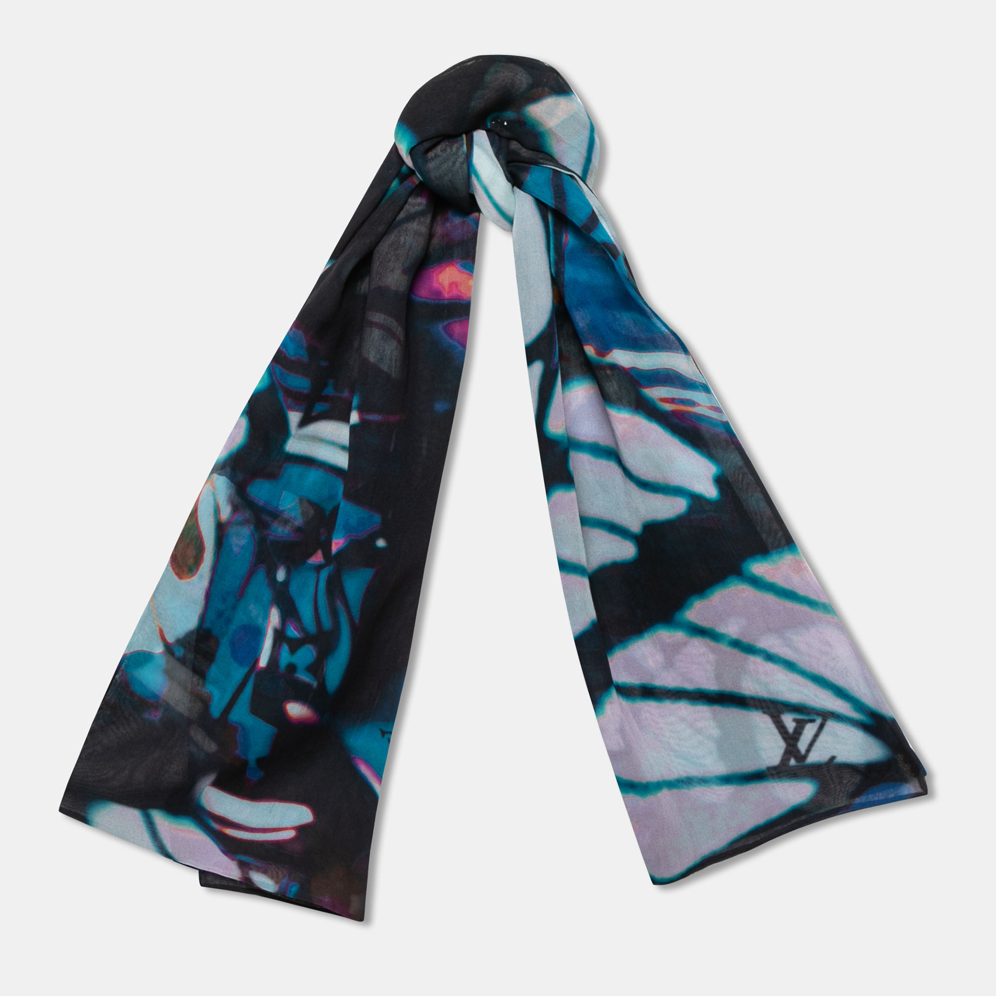 

Louis Vuitton Multicolor Holographic Print Silk Scarf