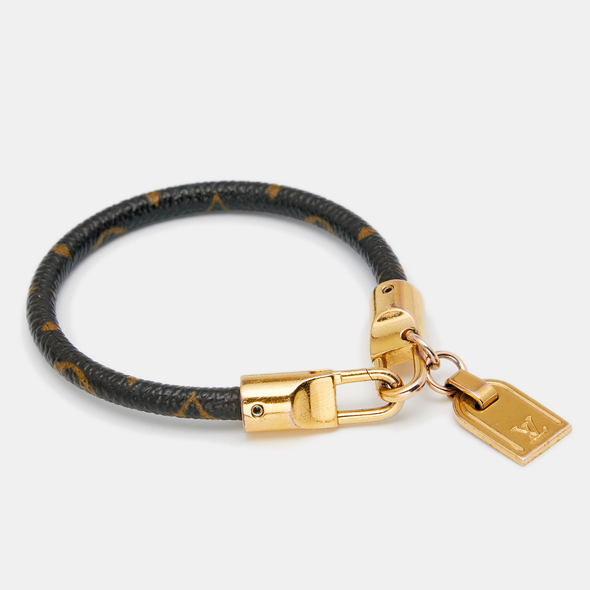 

Louis Vuitton Brown Monogram Canvas Gold Tone Metal Bracelet
