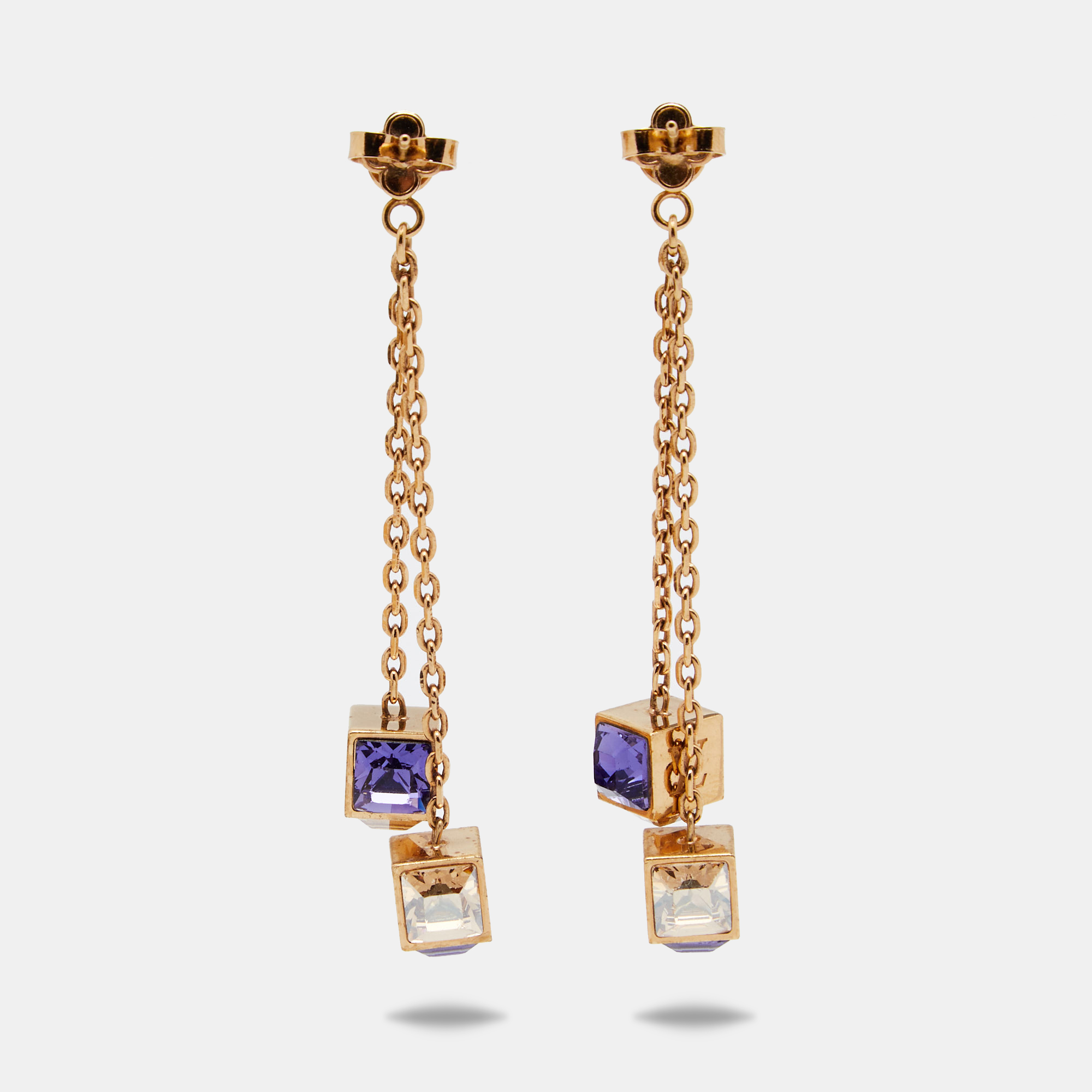 

Louis Vuitton Gamble Crystals Gold Tone Metal Earrings