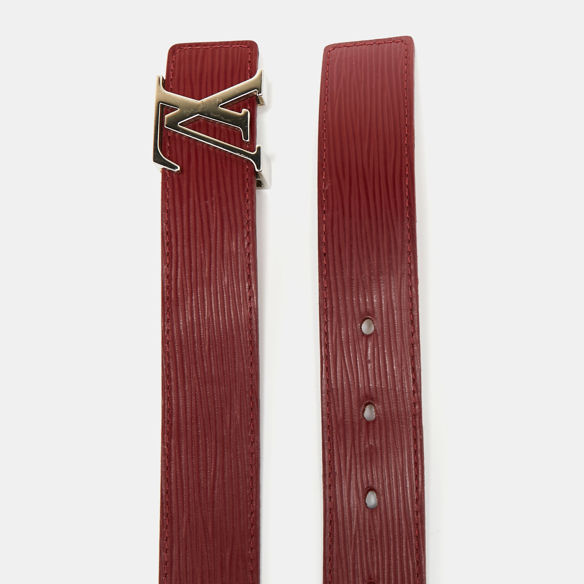 

Louis Vuitton Rubis Epi Leather LV Initiales Belt, Burgundy