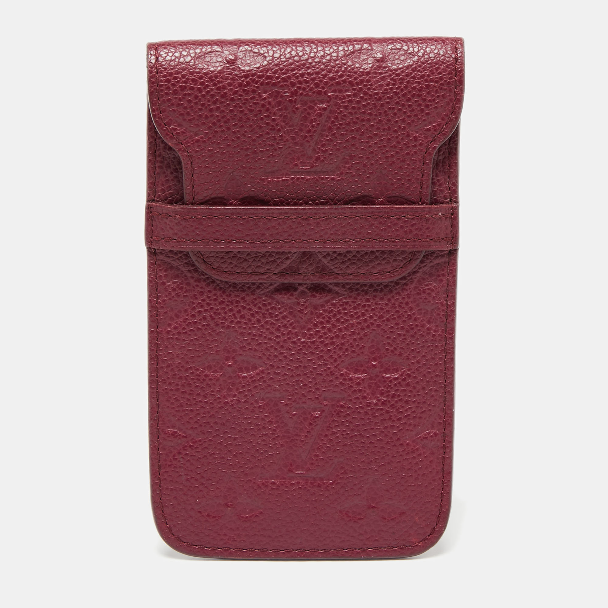 Pre-owned Louis Vuitton Aurore Monogram Empreinte Leather Flap Phone Case In Pink