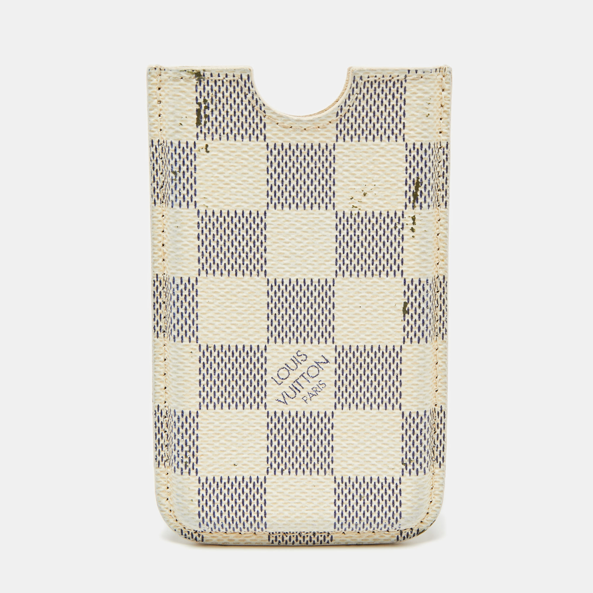 Pre-owned Louis Vuitton Damier Azur Canvas Iphone 4 Cover In White