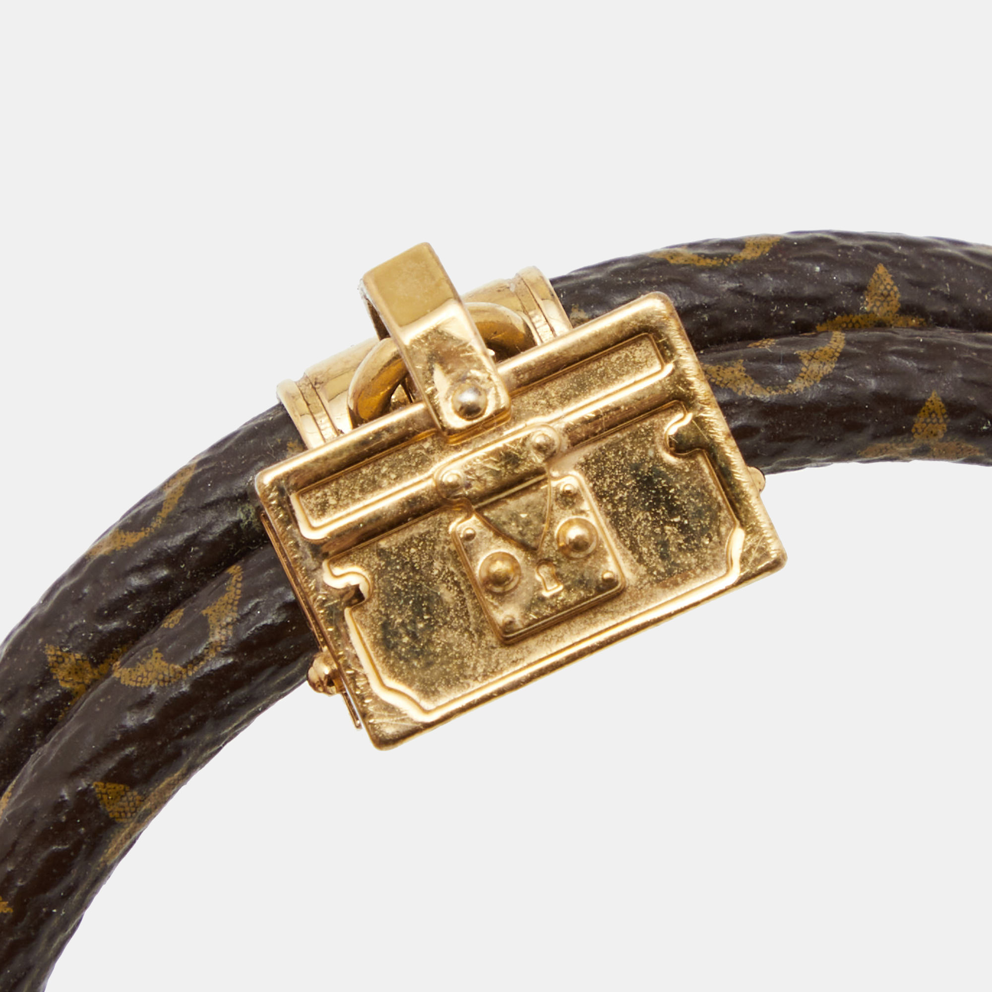 

Louis Vuitton Brown Monogram Canvas Gold Tone Petite Malle Bracelet