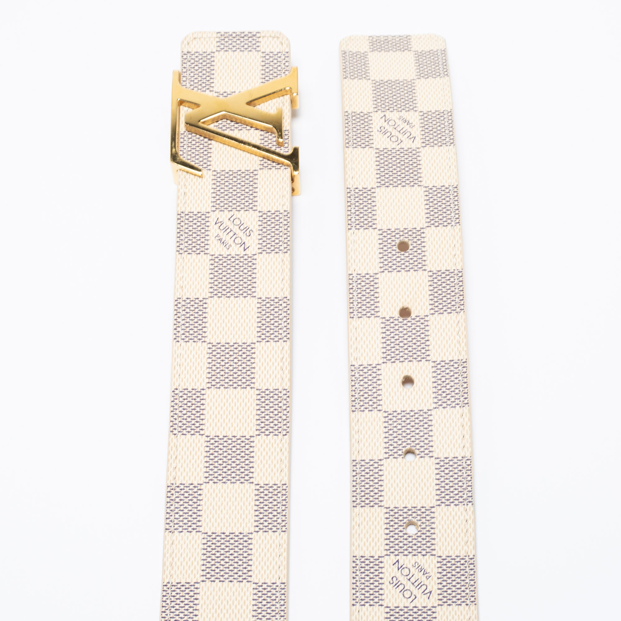 

Louis Vuitton Damier Azur Canvas LV Initiales Belt, White