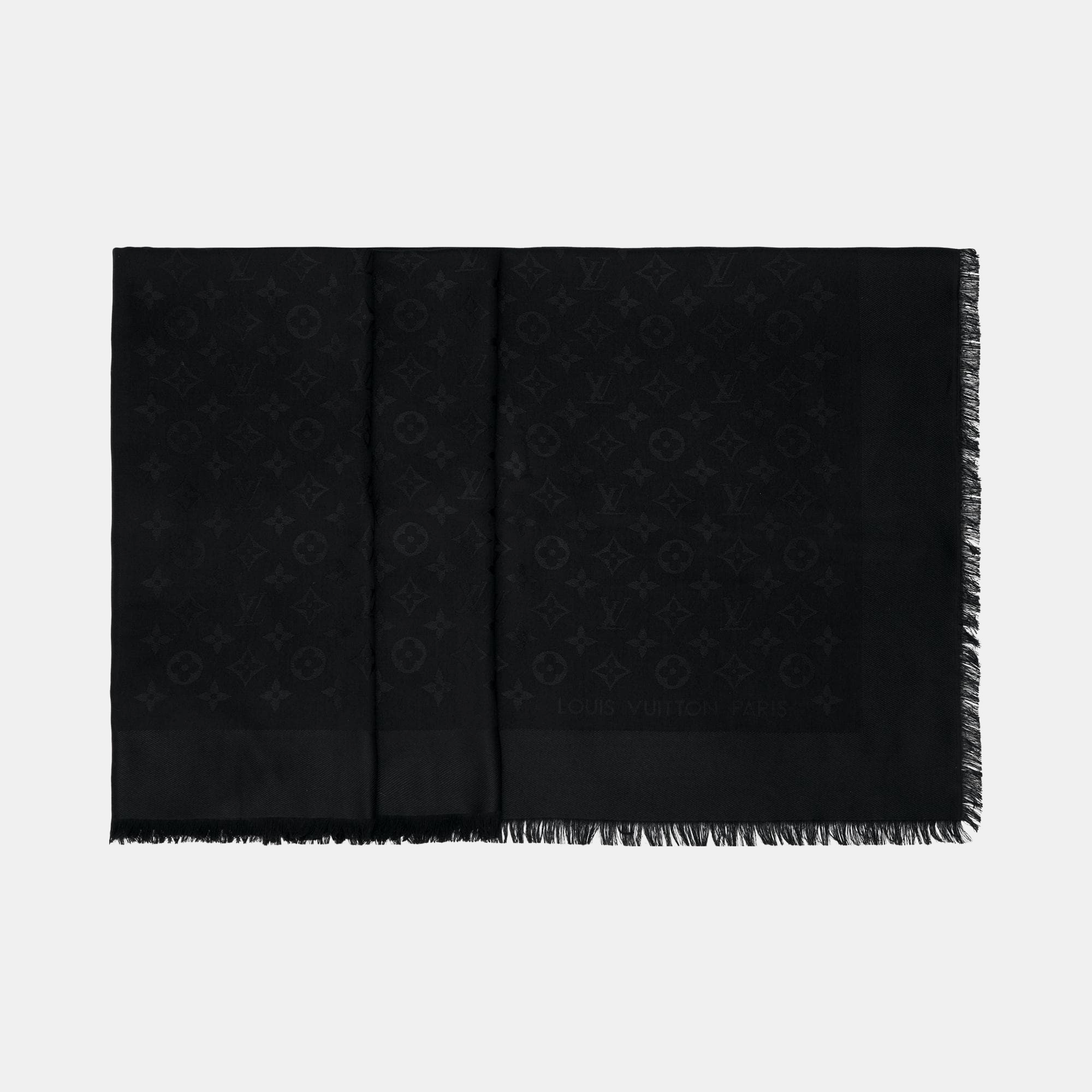 

Louis Vuitton Black Monogram Silk and Wool Shawl