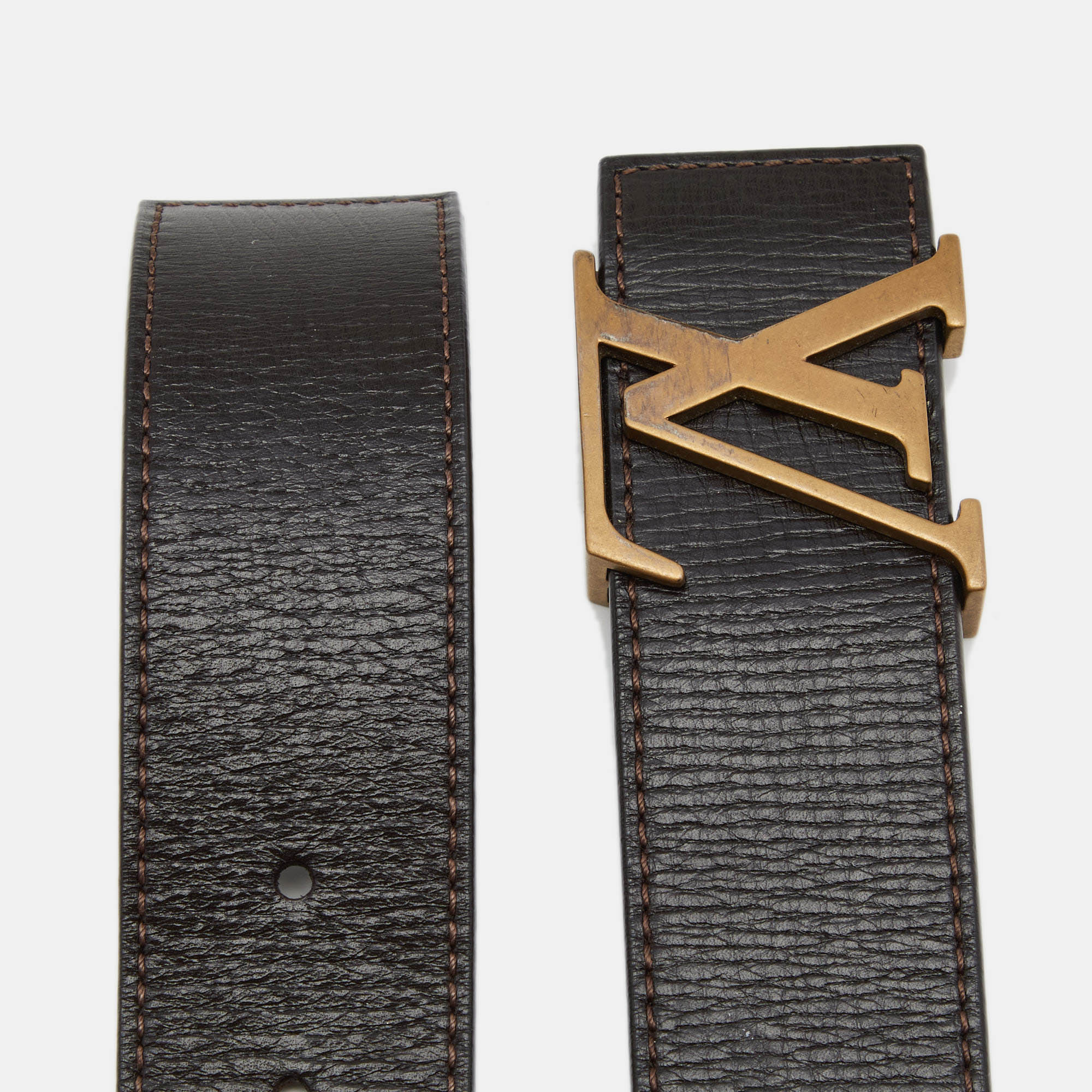 

Louis Vuitton Dark Brown Leather LV Initiales Belt