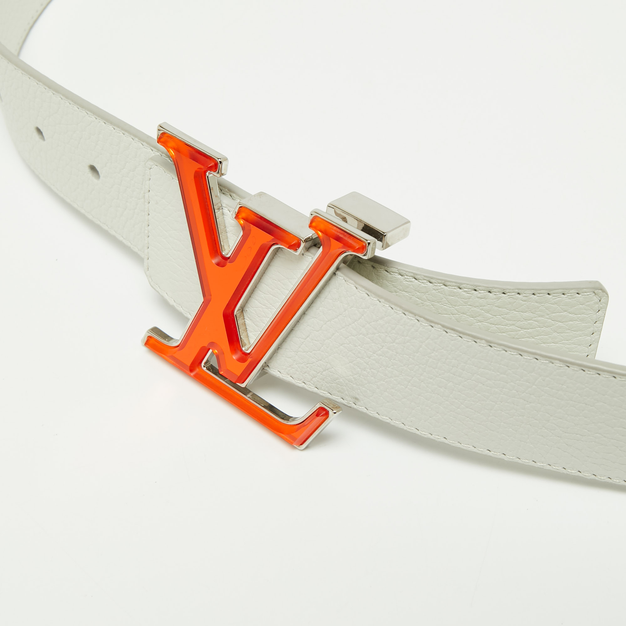 

Louis Vuitton White/Orange Leather LV Prism Belt