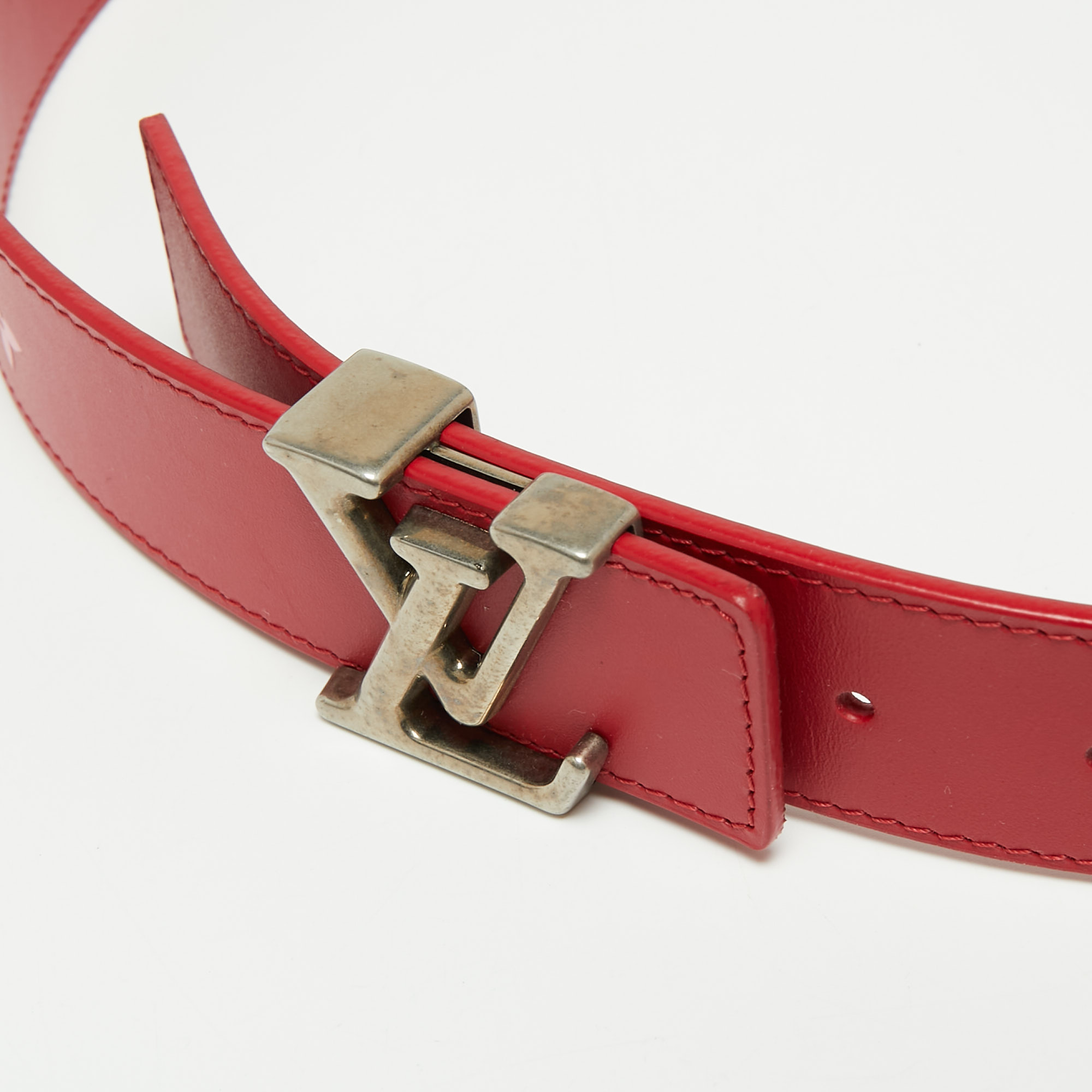 

Louis Vuitton Red Leather New Wave Belt