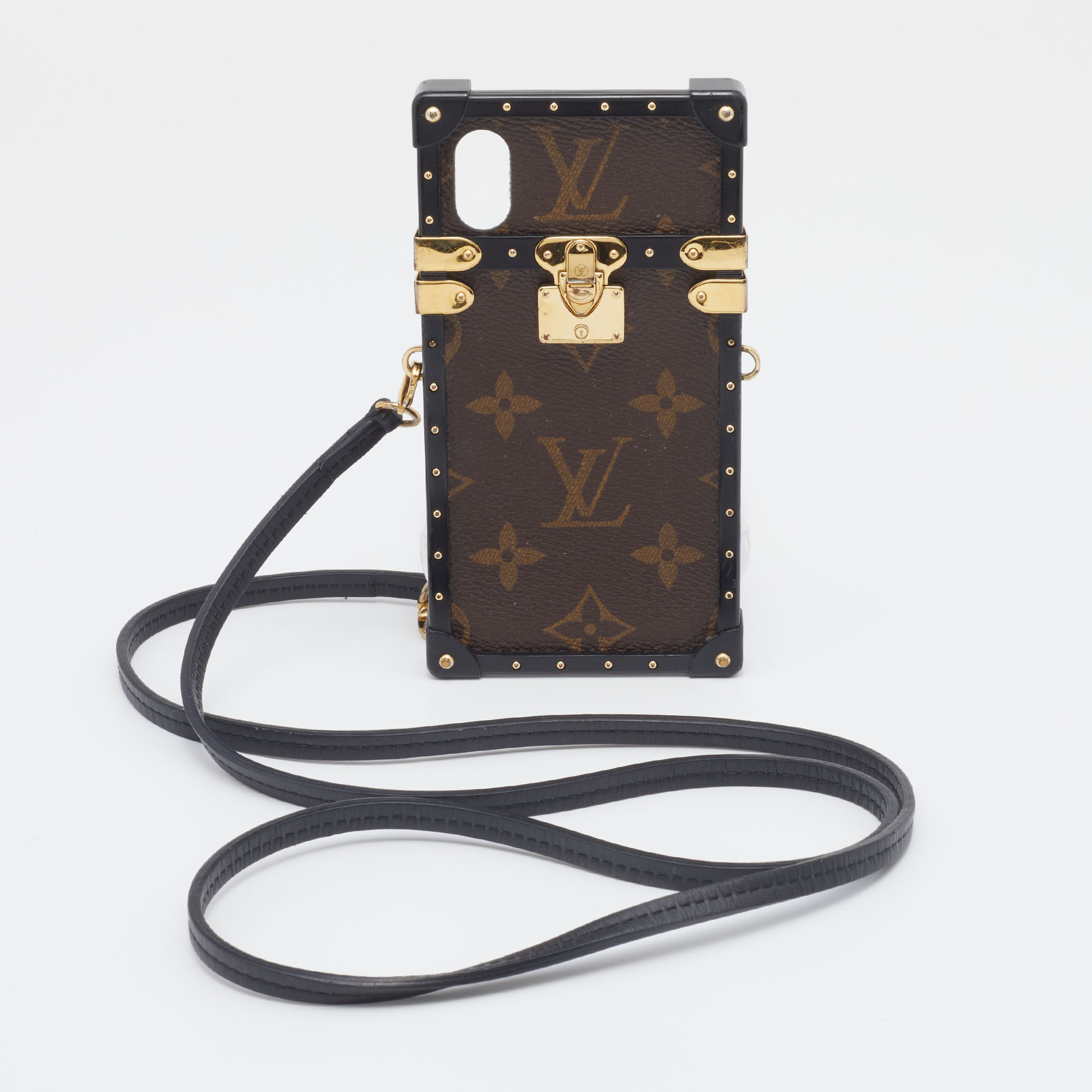 Pre-owned Louis Vuitton Monogram Canvas Eye Trunk Iphone X Case In Brown