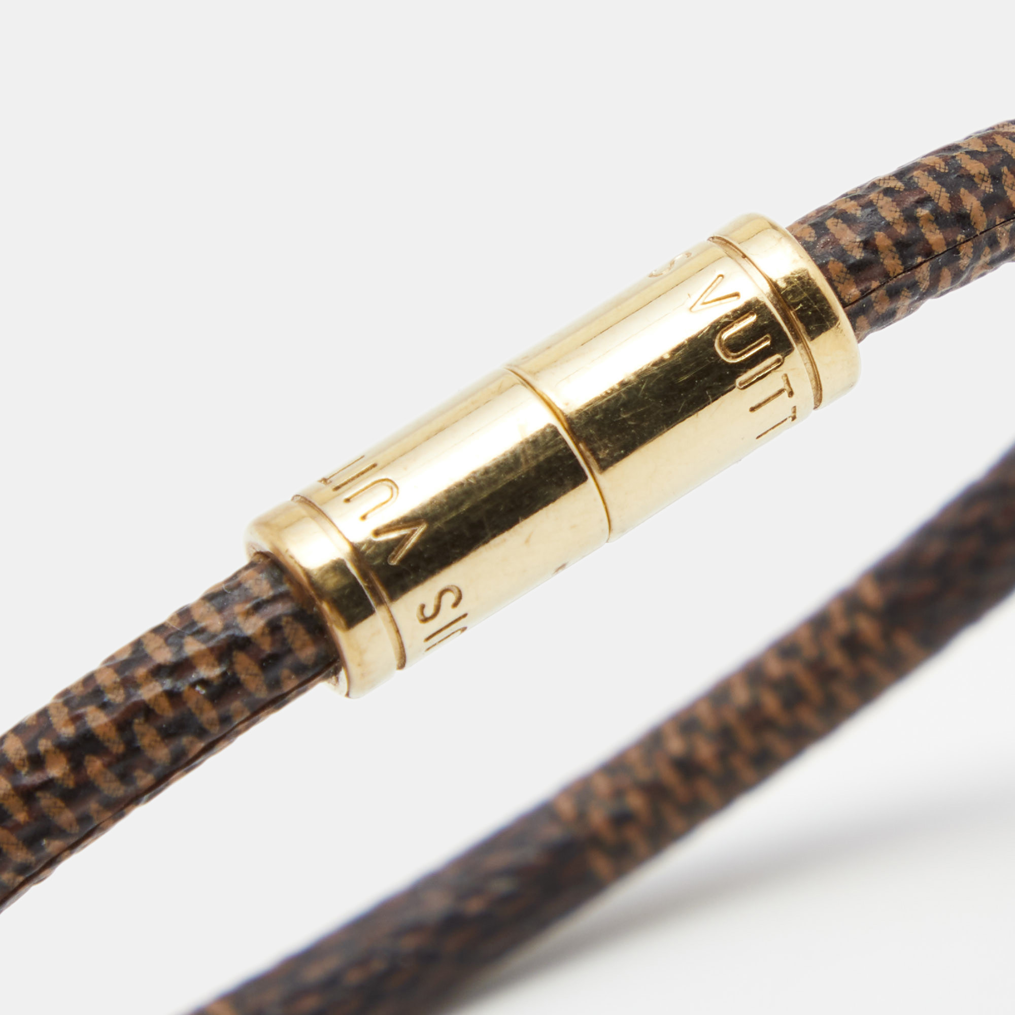 

Louis Vuitton Keep It Damier Ebene Canvas Gold Tone Bracelet