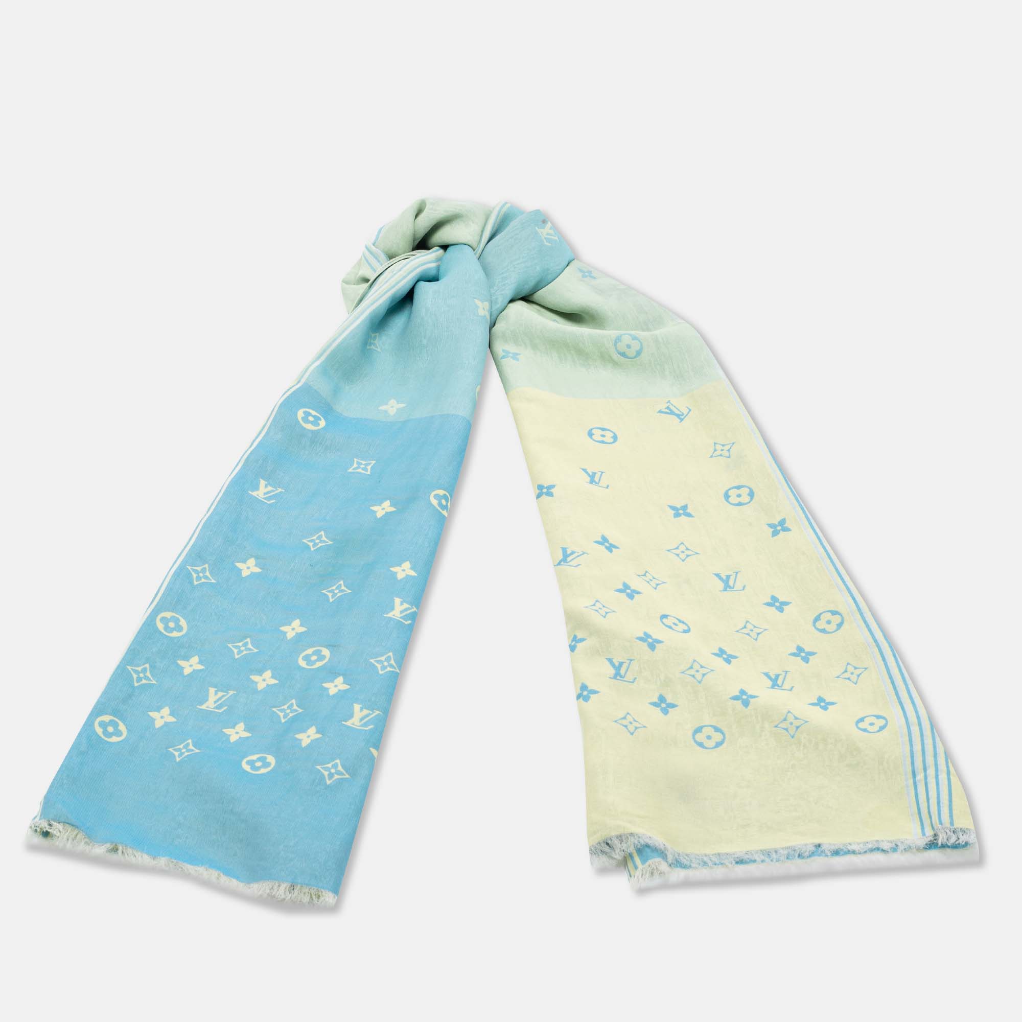 

Louis Vuitton Blue & Yellow Monogrammed Silk Scarf