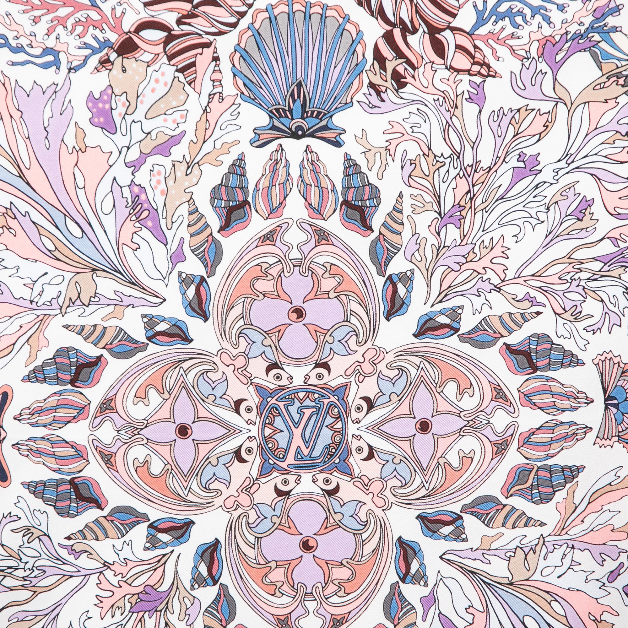 

Louis Vuitton White Sea Of Love Printed Silk Square Scarf