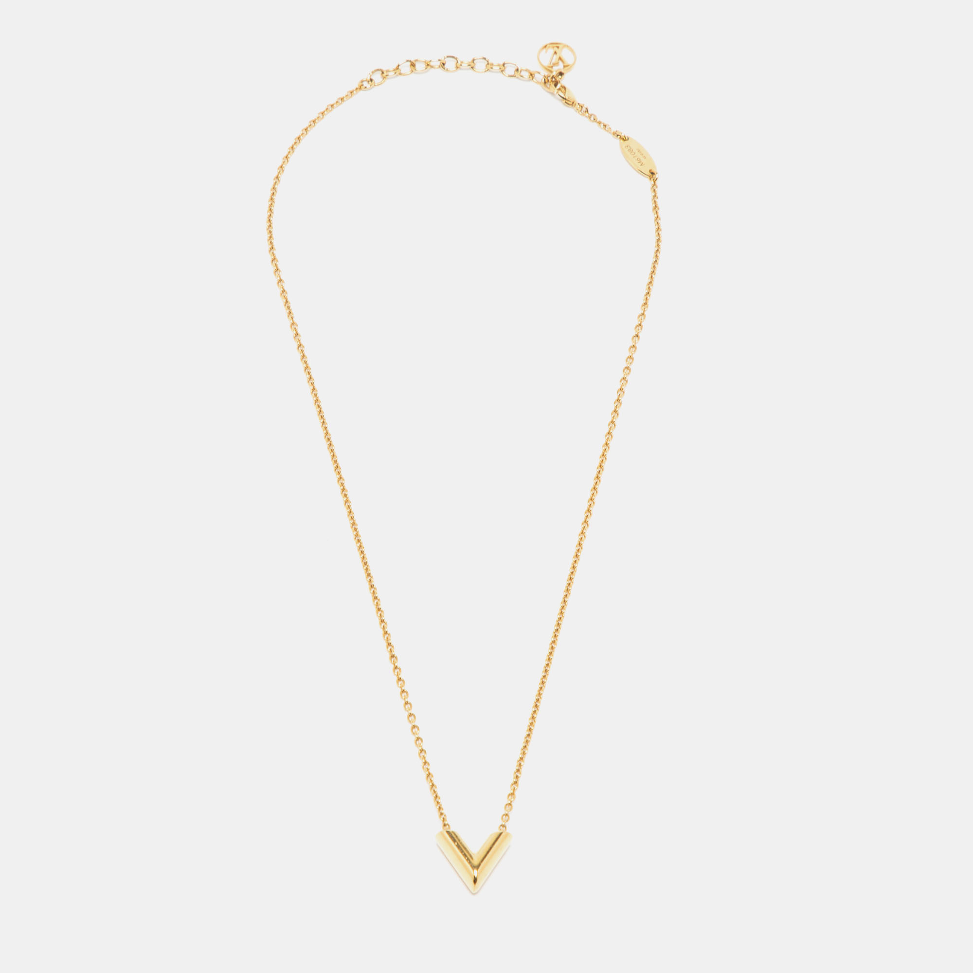 

Louis Vuitton Gold Tone Essential V Pendant Necklace