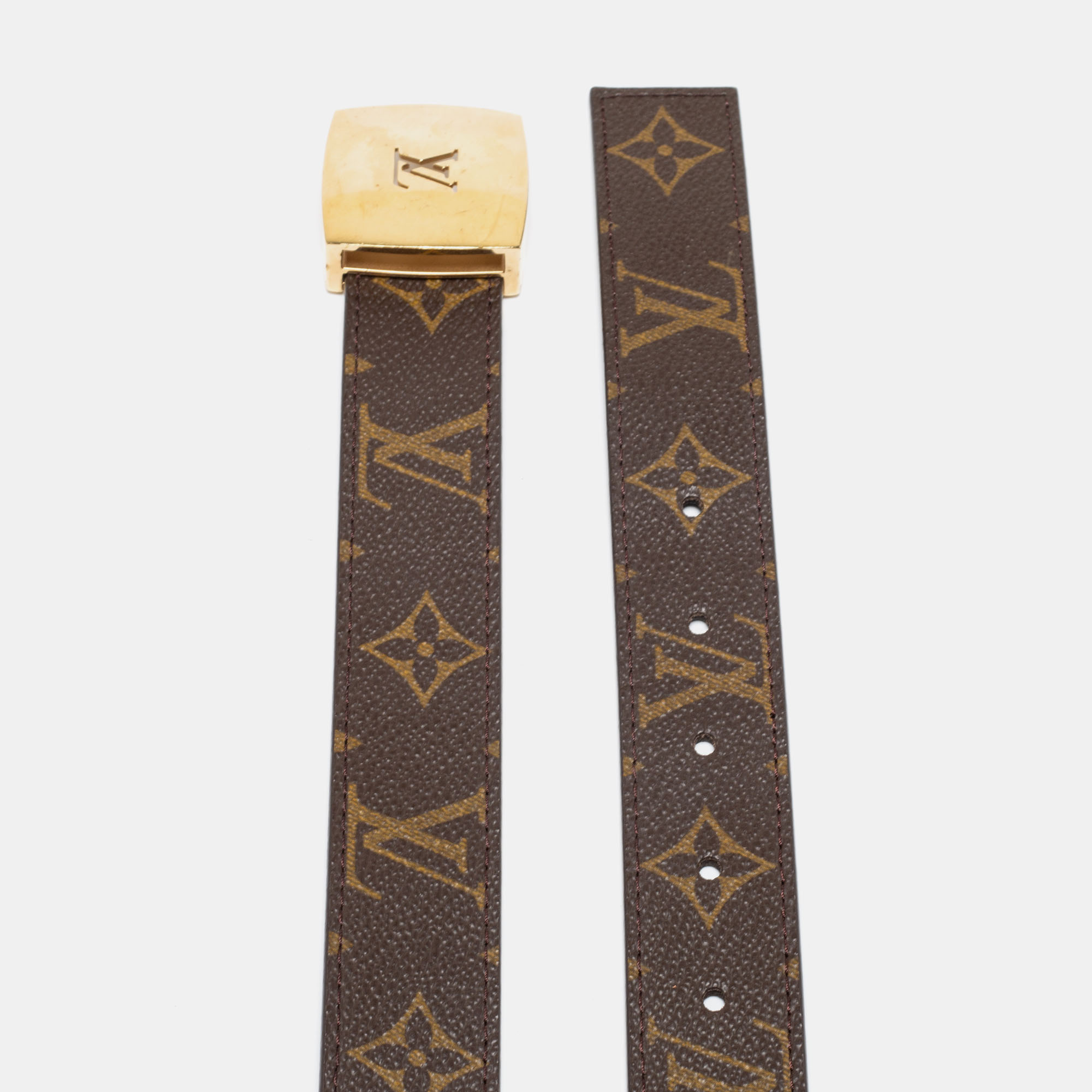 

Louis Vuitton Monogram Canvas LV Cut Belt, Brown