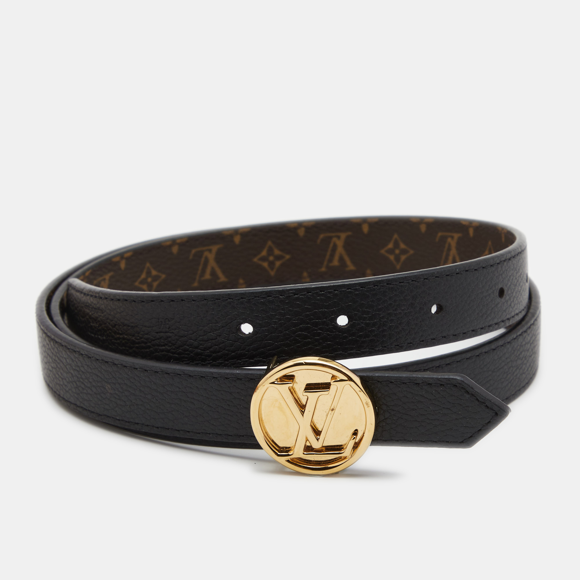 

Louis Vuitton Black Monogram Canvas LV Circle Reversible Belt