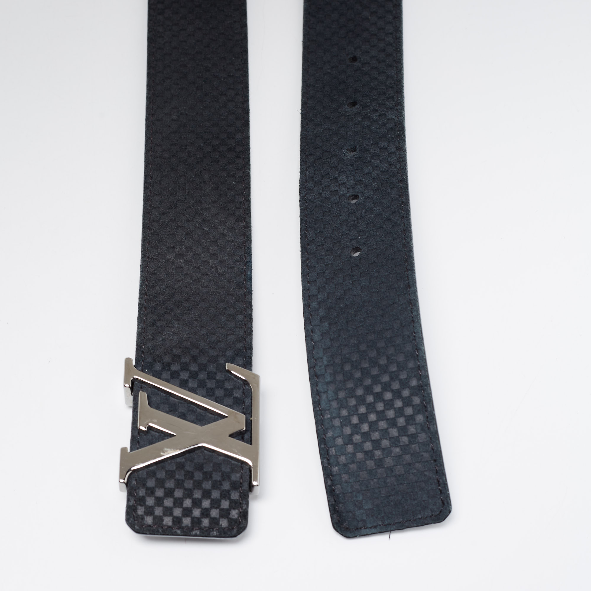 

Louis Vuitton Black Mini Damier Suede LV Initiales Belt