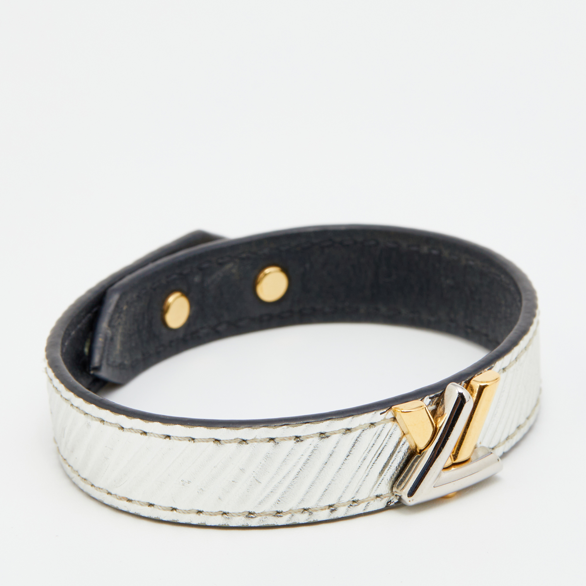 

Louis Vuitton Silver Epi Leather Twist It Wrap Bracelet