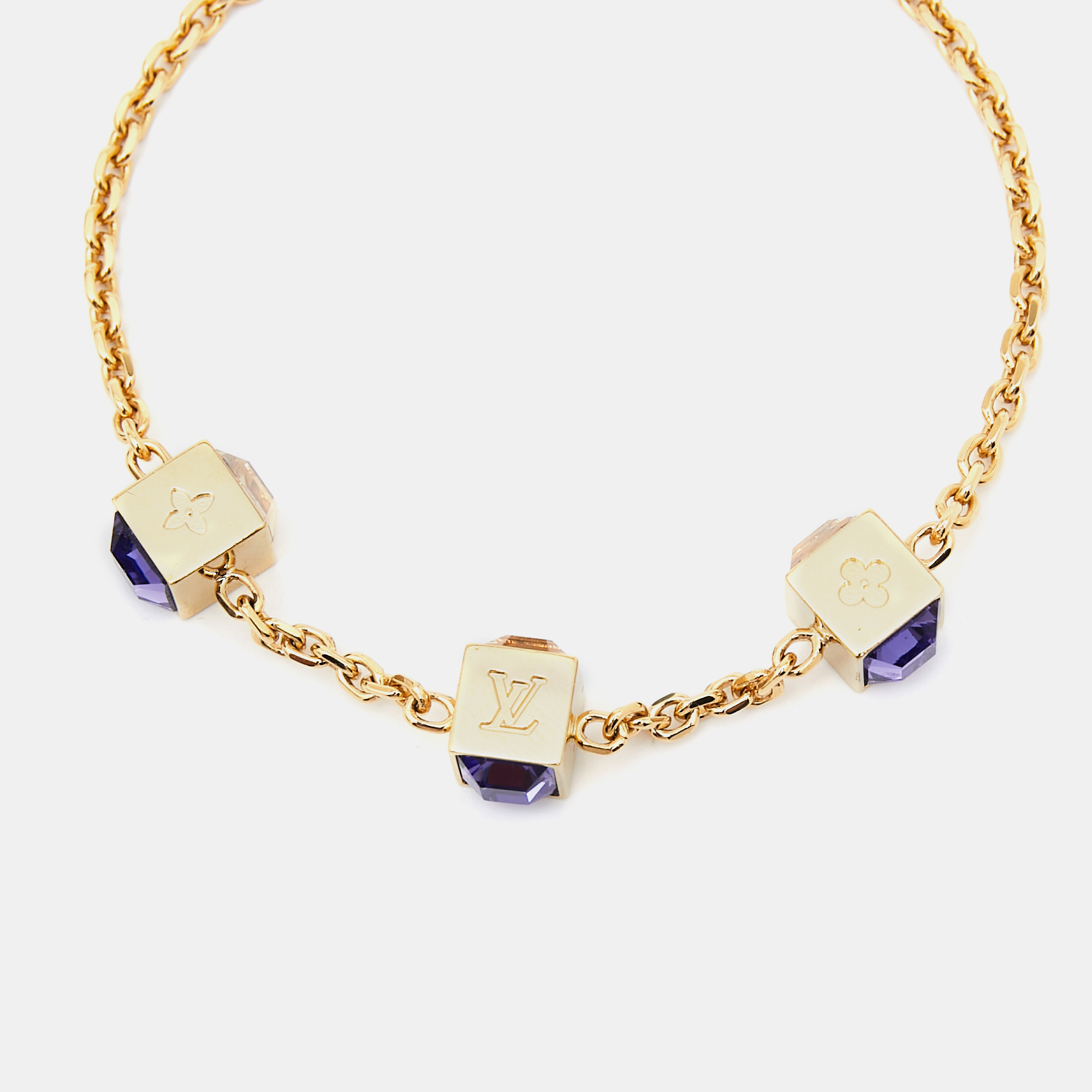 

Louis Vuitton Gamble Crystals Gold Tone Bracelet